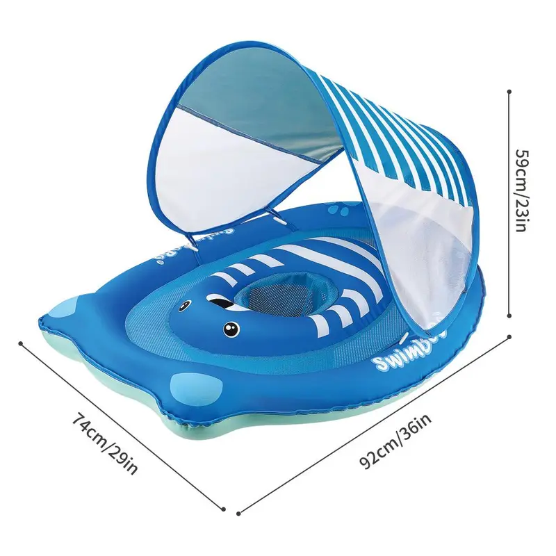 Inflatable Baby Swimming Ring With Sunshade, Swimming Ring For Toddlers, Water Sports Equipment For Indoor And Outdoor Swimming 6