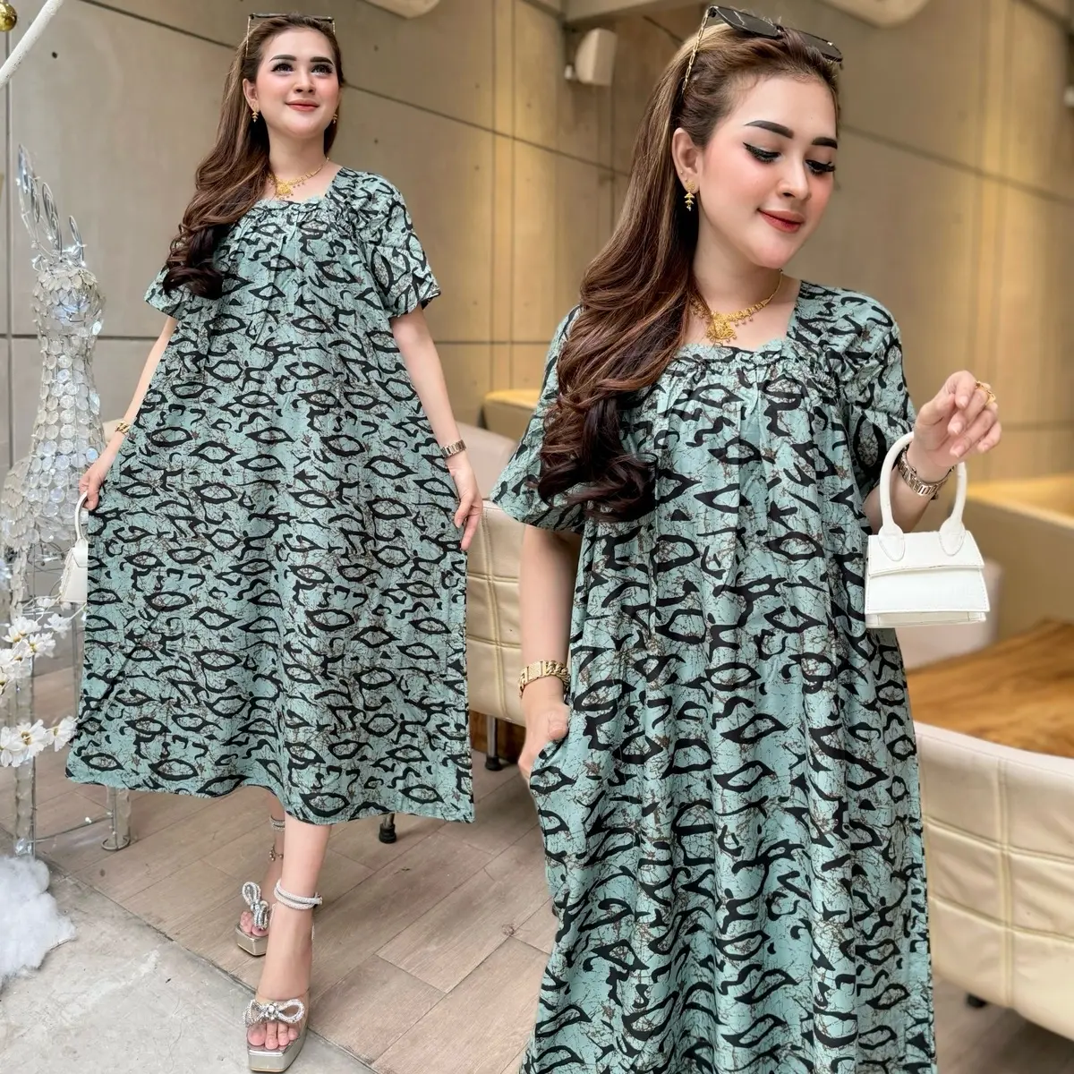 daster fuji kerut bahan rayon adem bumil busui Hamil Ibu