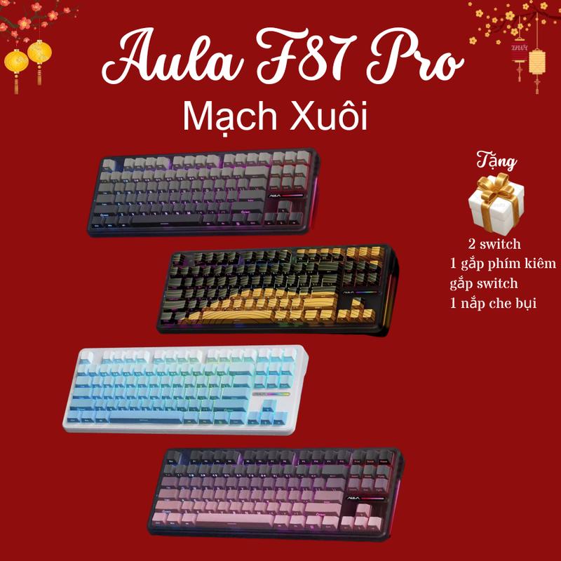 Bàn phím cơ Aula F87 Pro, Full mod, Hotswap socket 5 pin, Led RGB, kết cấu Gasket 5 lớp, bàn phím cơ không ồn, ban phim