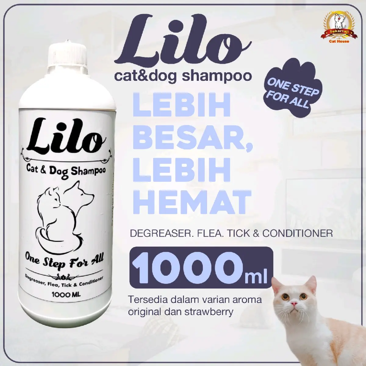 shampoo kucing untuk mengatasi jamur dan kutu | lilo cat & dog shampoo 1000ml