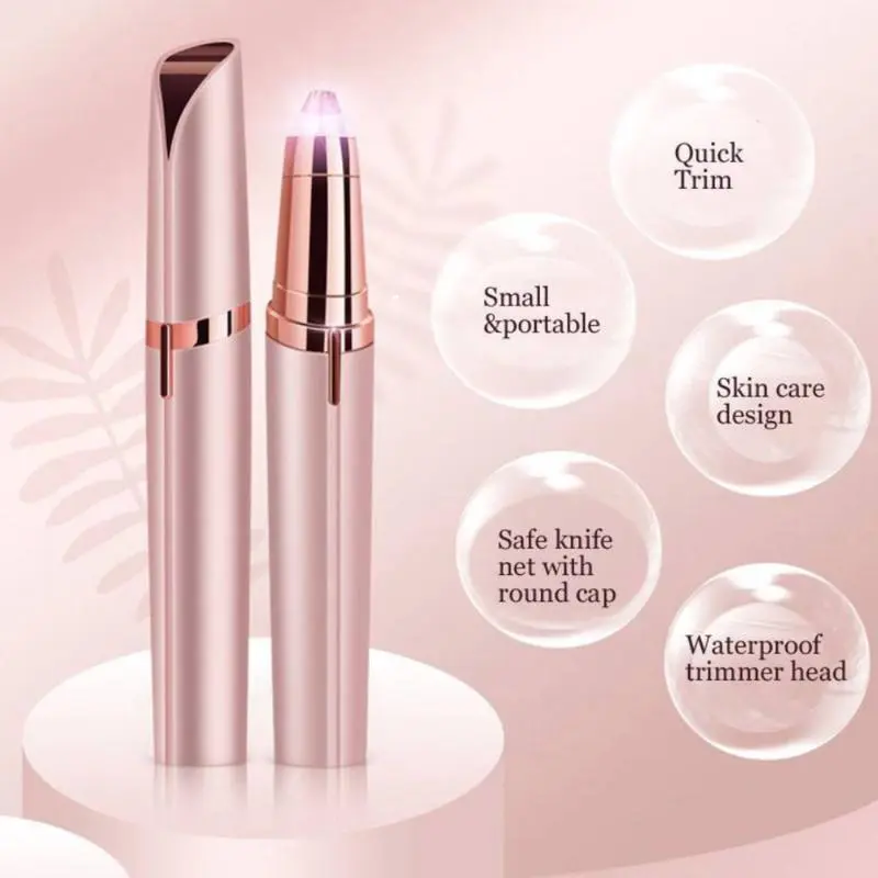 Electric Eyebrow Trimmer Rechargeable Painless Remover Eyebrow Razor Mini Hair Remover Automatic Eyebrow Trimmer Nose Hair Trimmer Stainless Steel Stainless Gift Lightweight Color