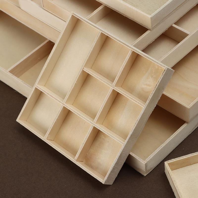 Product Introduction of Gift Divided Drawer  Display Pallet Desktop Organizer Flowerpot Wood Tray Storage Wooden Box Bonsai Holder 24