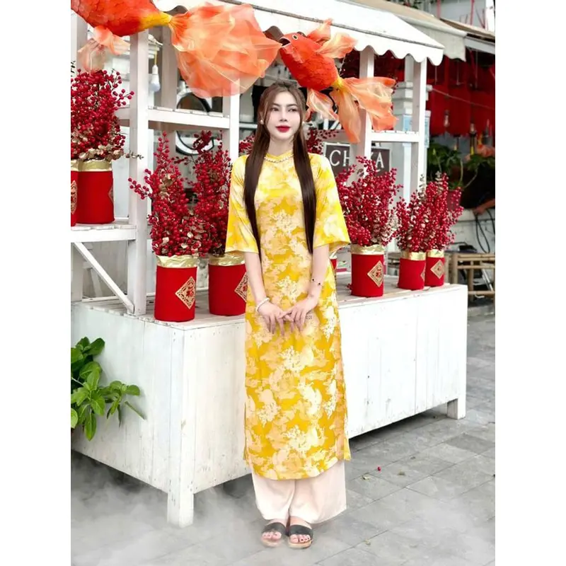 Bộ Áo Dài Cổ Tàu Dáng Suông Cao Cấp Women 3