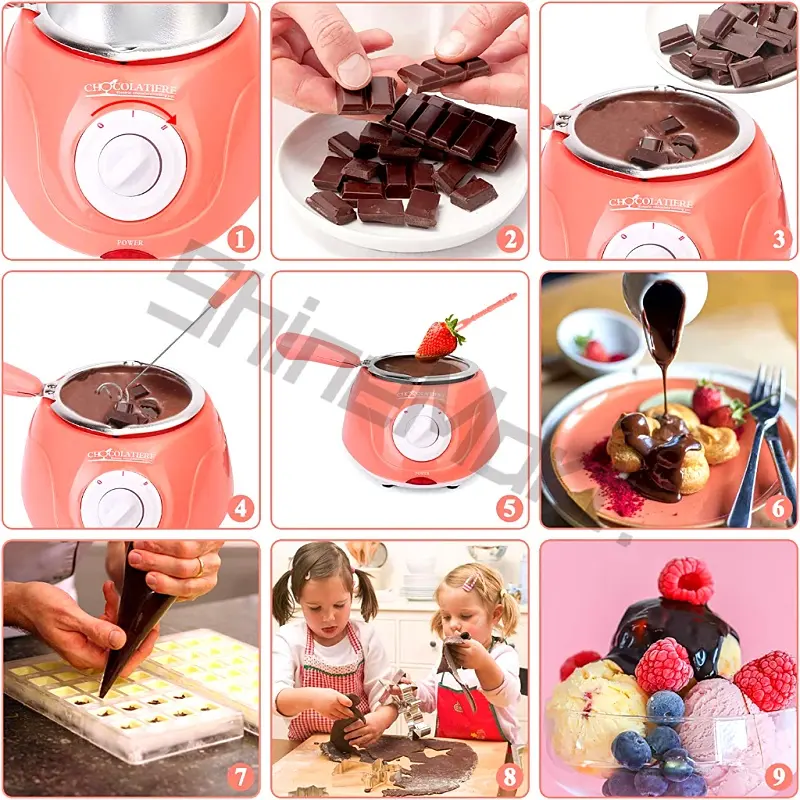 Nồi nấu chảy sô cô la điện, Kích thước nhỏ, Đài phun nước Fondue sô cô la, Máy làm ấm, Thích hợp cho sô cô la sữa 2