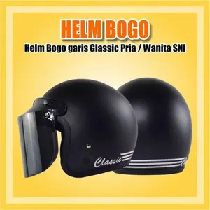 Helm Bogo Wanita Pira dewasa / helm bogo garis glassic pria wanita SNI