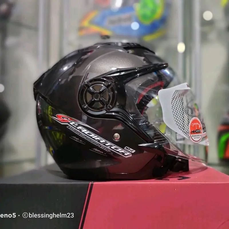 NHK GLADIATOR SOLUD VARIASI WARNA HELM OPEN FACE DOBLE VISOR 1