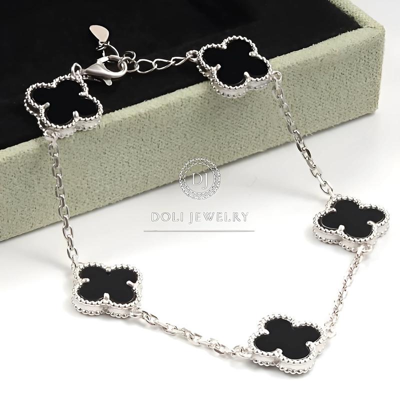 Lắc tay cỏ 4 lá bản 10 li bạc Ý S925 - DOLI JEWELRY vòng tay nữ L03