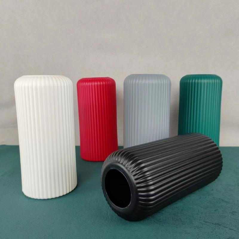 Product Introduction of Plastic Vase Container Striped Simple Decorative Floral Arrangement Display Art Design Flower Pot Living Room 3