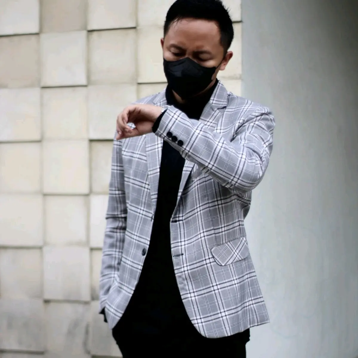 JAS BLAZER TARTAN KOTAK KOTAK | JAS CASUAL KOTAK KOTAK PRIA WANITA Kancing