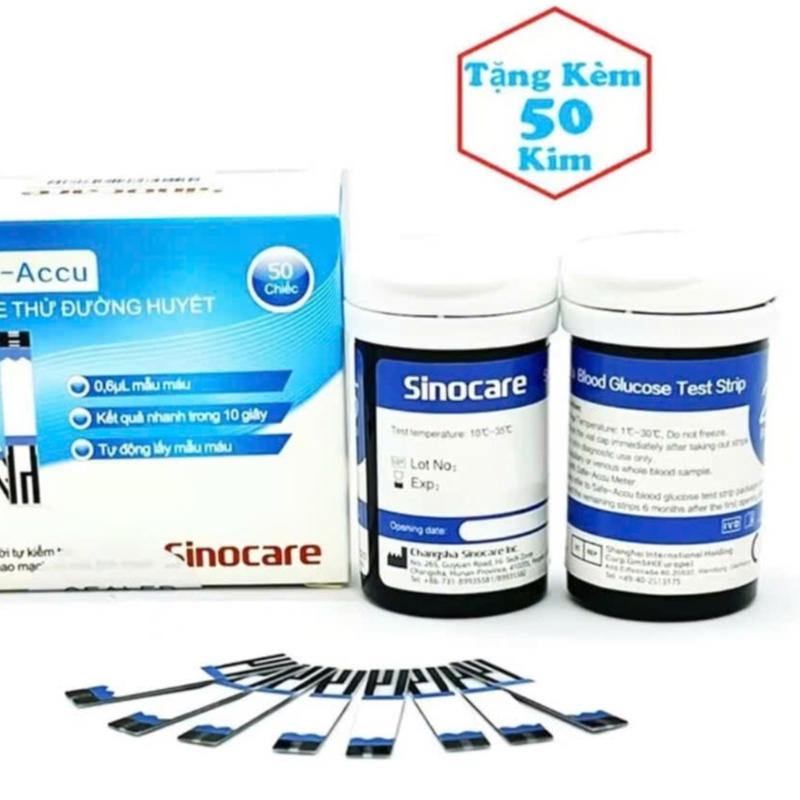 Que Thử Tiểu Đường Cho Máy sinocare-safe accu 50 que tặng kèm 50 kim
