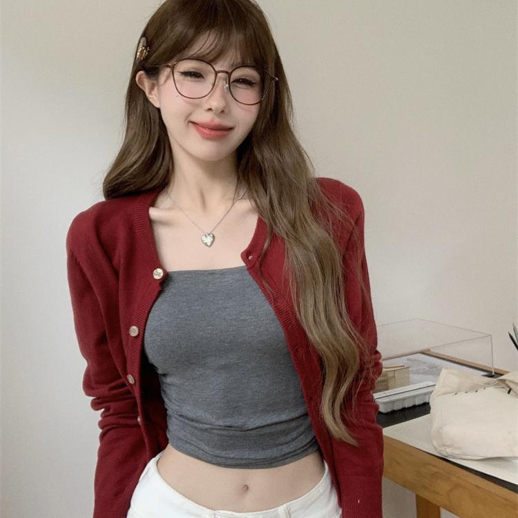 Product Introduction of Áo Cardigan Dệt Kim, Phong Cách Hàn Quốc, Cổ Điển, Áo Len Một Bên Ngực Cho Nữ, Bộ Sưu Tập Mùa Xuân Và Mùa Thu 2024, Áo Váy Băng Quấn Phong Cách Cô Gái Nóng Bỏng, Áo Khoác Đỏ 4