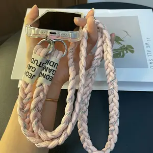 Woven Rope Wrist Keychain Pendant Universal Cell Phone Lanyard Charm with Nylon Neck Strap, Phone Tether Safety Strap ,Anti-loss Lanyard Outdoor Hiking Men and Women Woven Straps Ponsel Hape Logam Rantai