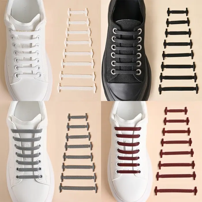 Tali Sepatu Silikon Premium Elastis Shoe Laces Karet Silicone ISI 16PCS Lazy Lace Instant Unisex Lentur
