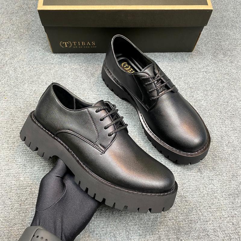  Giày Chunky Derby TIBAS Da Nguyên Tấm Giày Tây Nam Tăng Chiều Cao 5cm CK01 