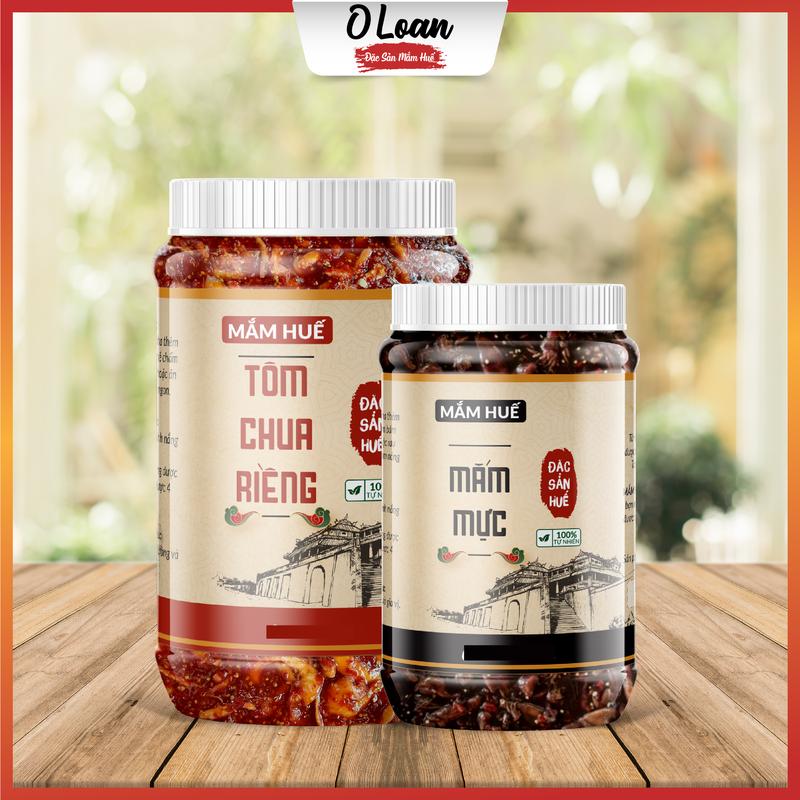 Combo 1kg Tôm Chua + 1 Mắm Mực 500gr Mắm Huế O LOAN Cay Miến