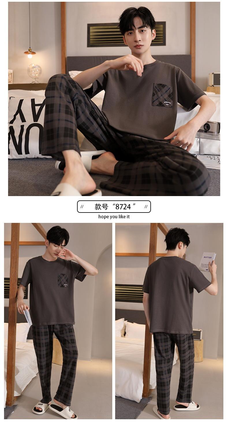 Product Introduction of Middle-Aged Father Men's Pajamas Summer Three-Piece Cotton Short Sleeve Thin plus Size Men's plus-Sized plus-Sized Homewear 14