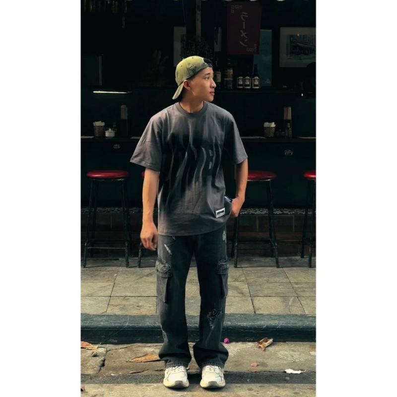(GIÁ TRI ÂN KHÁCH HÀNG MỚI)Áo thun cotton phông rộng in chữ zombie nhoè unisex freesize (40kg-70kg) 7