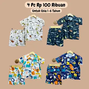 LUVENA KIDS 4 PC Baju Setelan Anak Cewek Cowok Usia 1-6 Tahun