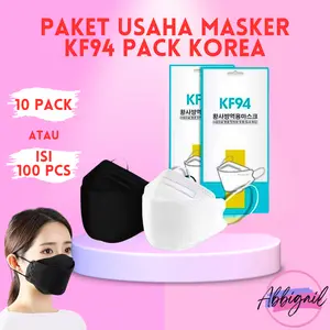 ABBIGAIL 10 PACK (100 PCS) PAKET HEMAT BUNDLE USAHA MASKER KF94 KF 94 4PLY 4 PLY BAHAN TEBAL PACK KOREA BEST SELLER WARNA HITAM PUTIH NYAMAN SEKALI PAKAI 3015