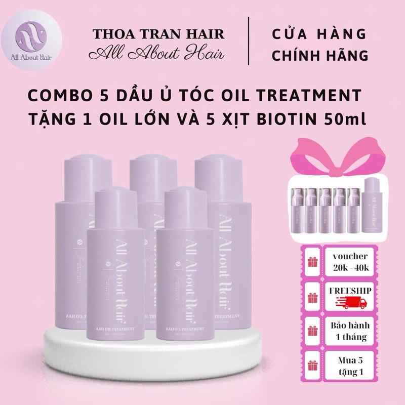    TẶNG 1 OIL 100ML + 5 XỊT BIOTIN 50ML   COMBO 5 DẦU Ủ OIL TREATMENT ALL ABOUT HAIR 