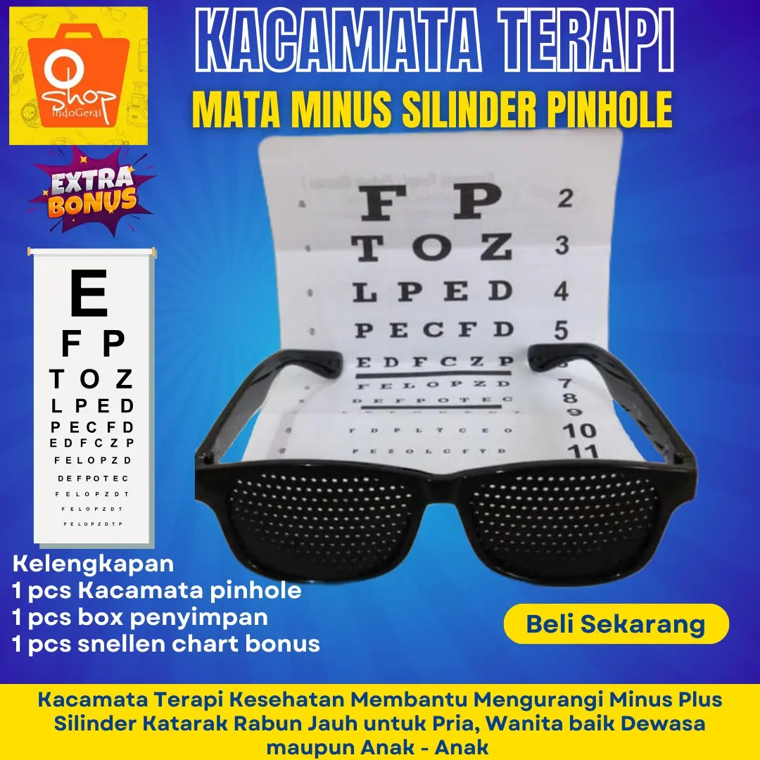Terlaris Kacamata Terapi Mata Minus Silinder Pinhole Lensa Glasses Dewasa