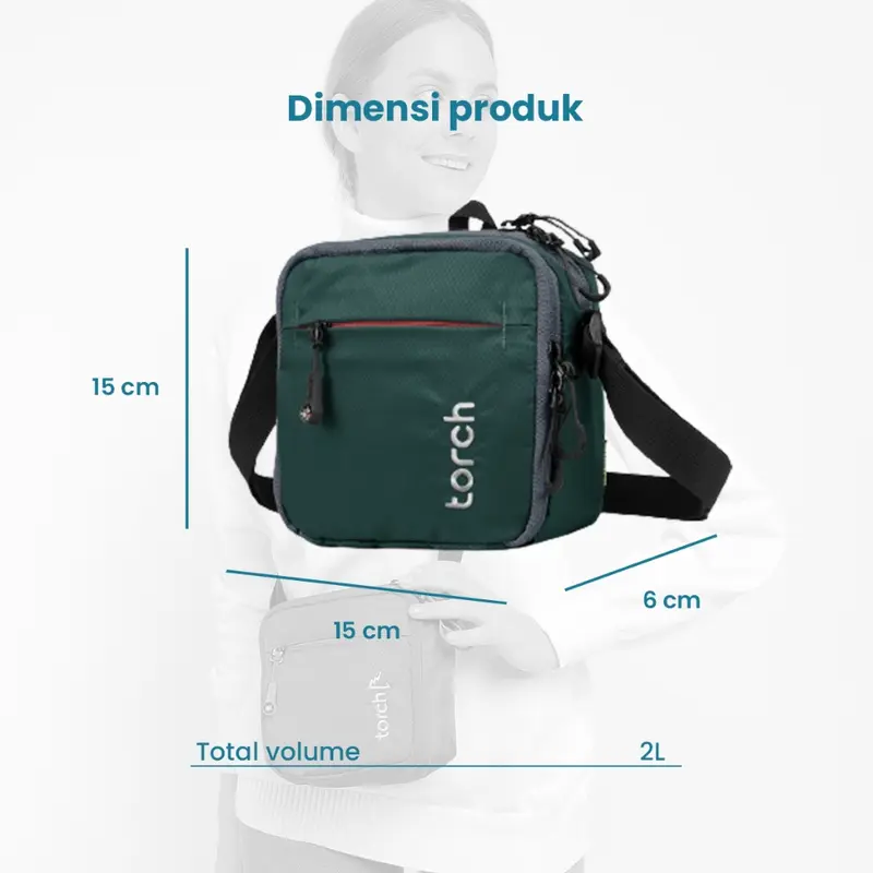 TORCH Shibata 2 Liter Tas Selempang Bahu Pria Wanita Unisex Ringan Anti Air - Sling Bag Travel Pouch Waterproof 7