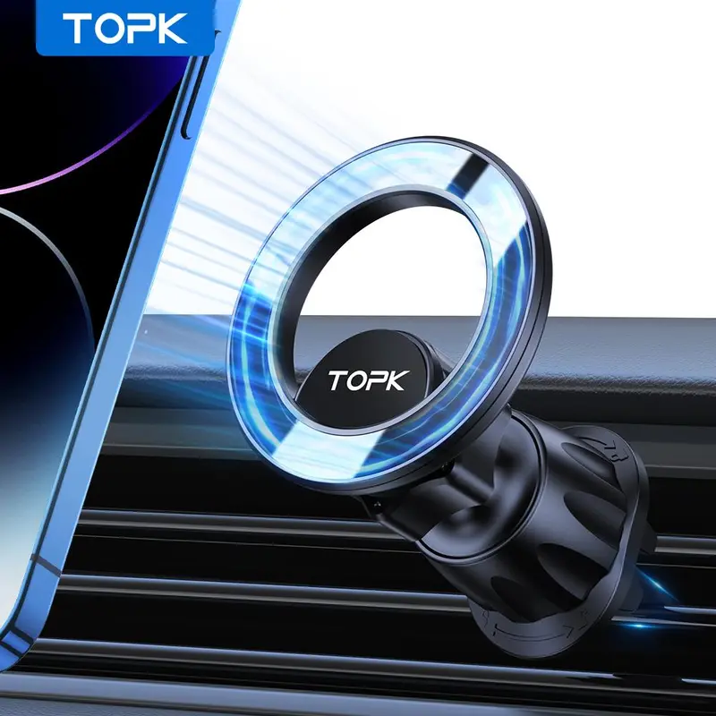 TOPK Magnetic Car Phone Holder for MagSafe, 360° Rotatable Car Air Vent Phone Holder Mount, Universal Car Interior Accessories for iPhone Series 0