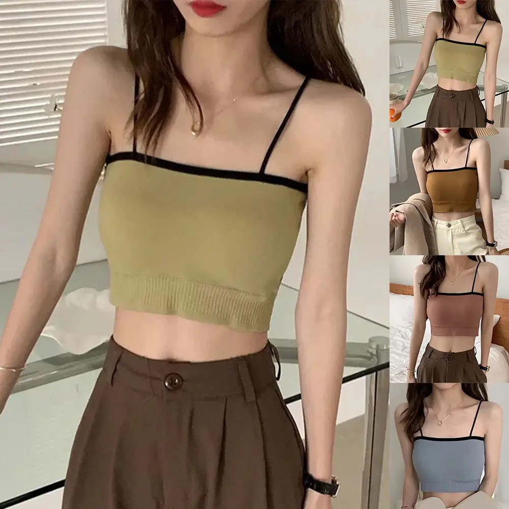 ♦️New♦️Versatile InnerWear Suspenders ContrastingColors TubeTops WithChestPads Vests