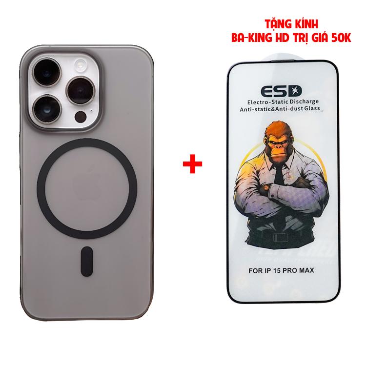 Ốp Case điện thoại iPhone Slim ViGear siêu mỏng chỉ 0.9mm từ tính cho lp11 đến lp15 promax 14 15 Plus - Tặng kèm kính Ba-king HD độ cứng 9H phủ nano