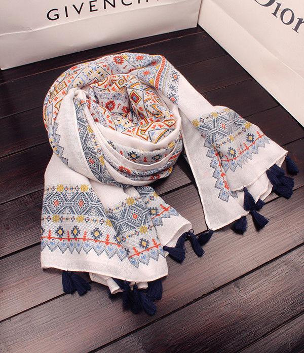 Product Introduction of Khăn Quàng cổ Quàng Cổ Dài, Dành Cho Nữ, In Họa Tiết Bohemian, Chất Liệu Vải Lanh Và Cotton Mềm Mại, Thiết Kế Lưới Kim Cương, Thích Hợp Che Nắng, Hàng Mới Về Từ Hàn Quốc, Khăn Choàng Hoa Tulip Women 7