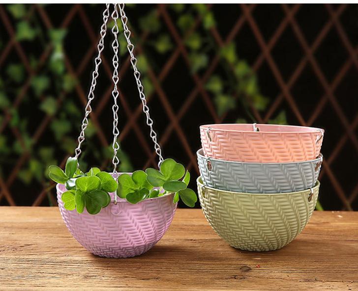 Product Introduction of 1pc Resin Hanging Plant Pots Basket Plant Hang Plant Flower Pot Hanger Outdoor Hanging Pot Holder Basket for Wall Decoration Garden 6