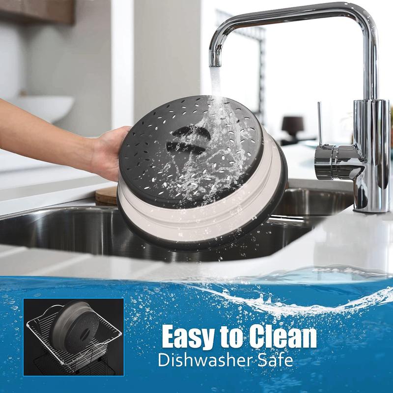 Foldable Microwave Splatter Cover, 2 Counts Round Microwave Splatter Guard with Steam Vent & Filter, Cookware Accessories for Home Kitchen, Kitchen Gadgets 4