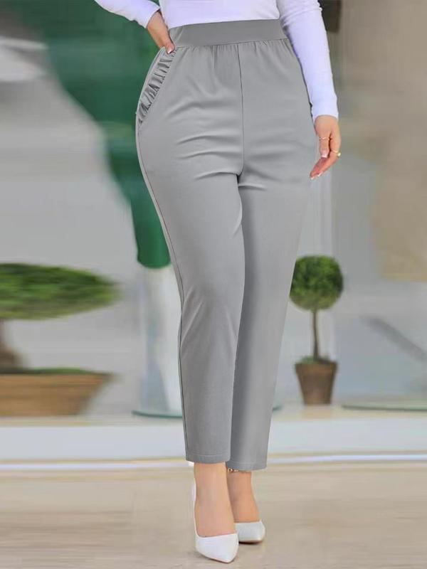 Women's Solid Color Pants, Casual Comfy Trousers for Daily Wear, Ladies Bottoms for All Seasons 3