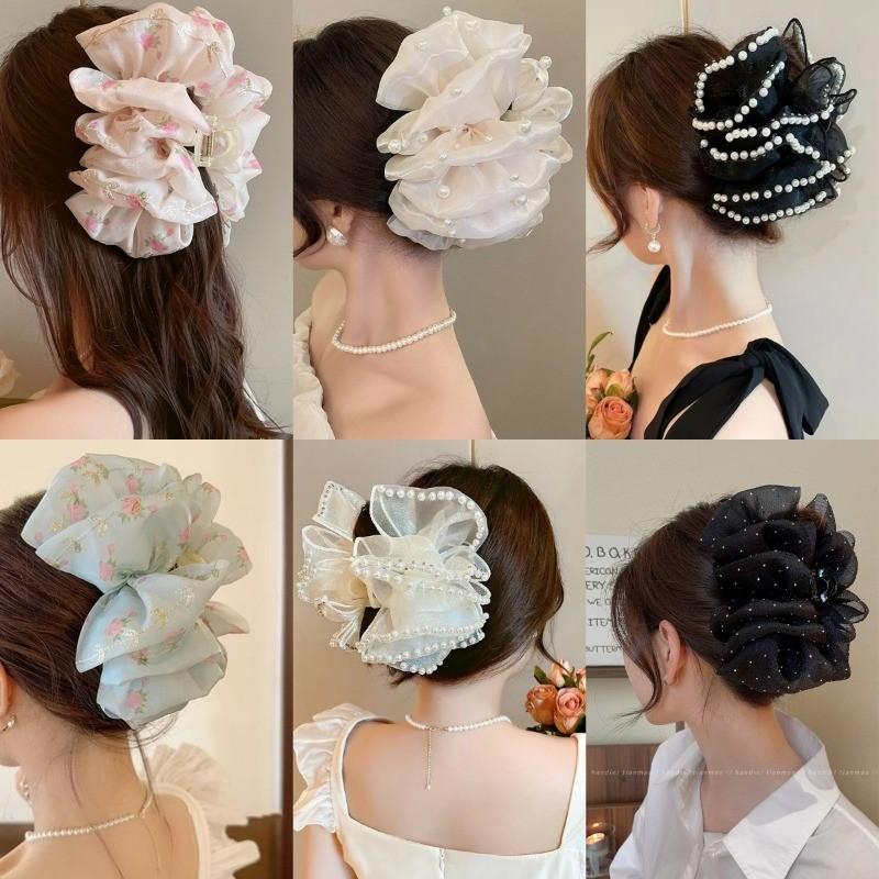 Kẹp Tóc, Cỡ Lớn, Màu Đen, Phong Cách Hàn Quốc, Thiết Kế Đơn Giản, Thời Trang Mùa Hè, Dành Cho Nữ 3