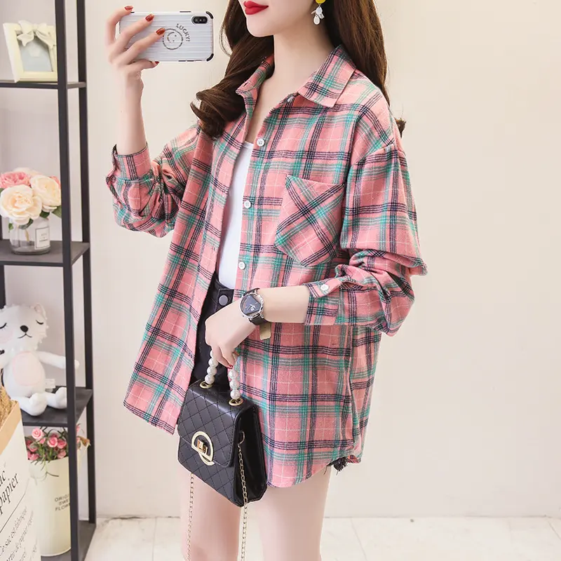 Áo Sơ Mi Kẻ Sọc, Chất Liệu Bông, Dành Cho Nữ, Phong Cách Hàn Quốc, Dáng Rộng Vừa Vặn, Dài Tay, Phong Cách Hồng Kông Cổ Điển Thích Hợp Cho Mùa Xuân Và Mùa Thu, Phong Cách Phương Tây, Áo Khoác Học Sinh, Hàng Mới Về Năm 2024