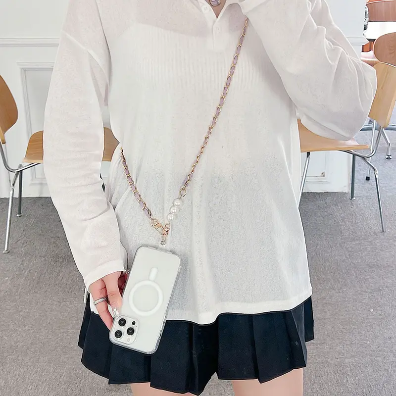 Tali Telepon Lanyard Selempang Hp Phone Straps Gantungan Hape Rantai Kulit Premium Hias Mutiara Mewah Cantik 8