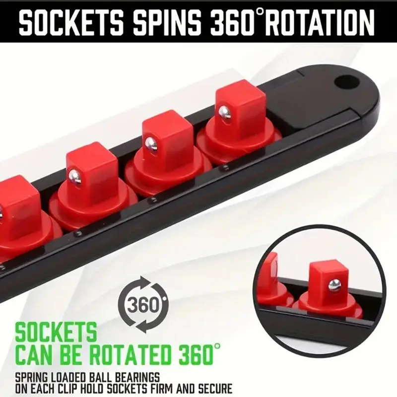 Socket Organizer, Socket Holder, Multifunctional Socket Storage Rack, Tool Organizer for 1/4-Inch, 3/8-Inch, 1/2-Inch Drive Set Tools 7