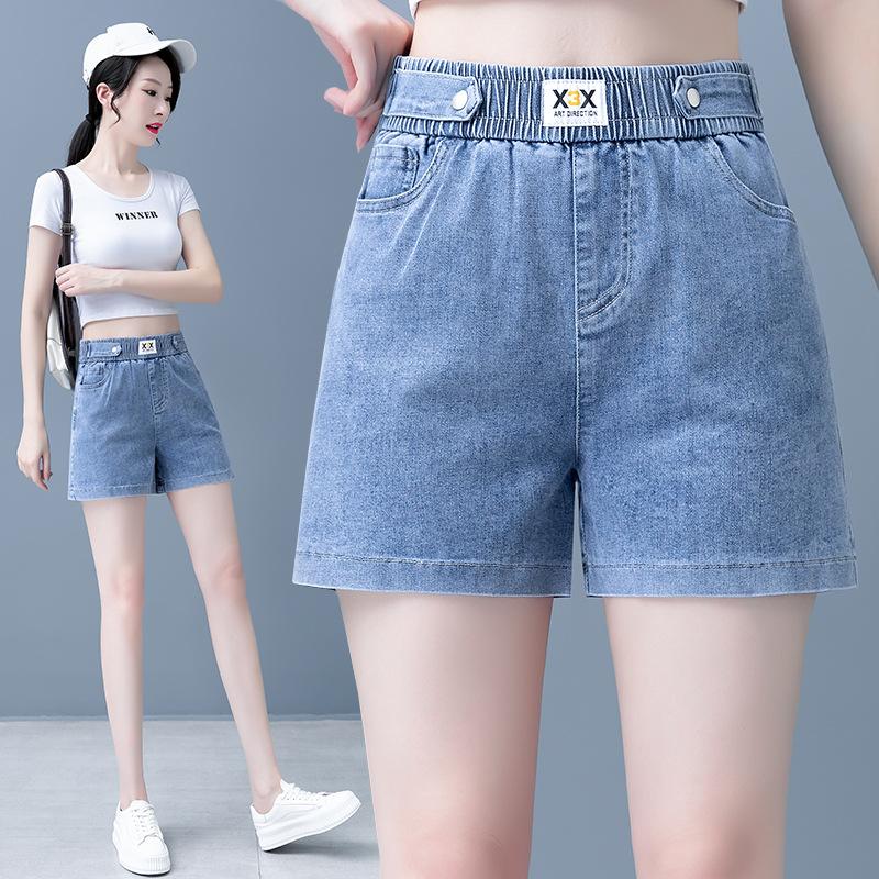Quần short lưng cao bò giấy denim Tencel nữ mỏng, cạp thun tang chữ _Quần áo Huyền Anh quần short  nữ teddy  short [M51]