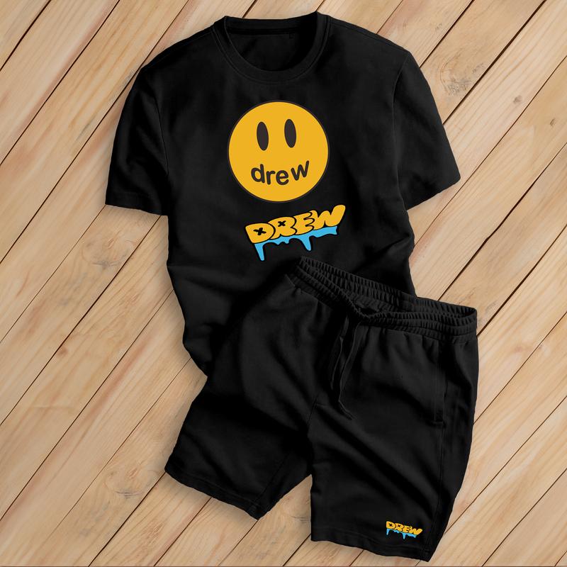 Bộ Quần Áo Drew Mặt Cười Chất Cotton Form Rộng Thoải Mái Nam Nữ Menswear Nhung