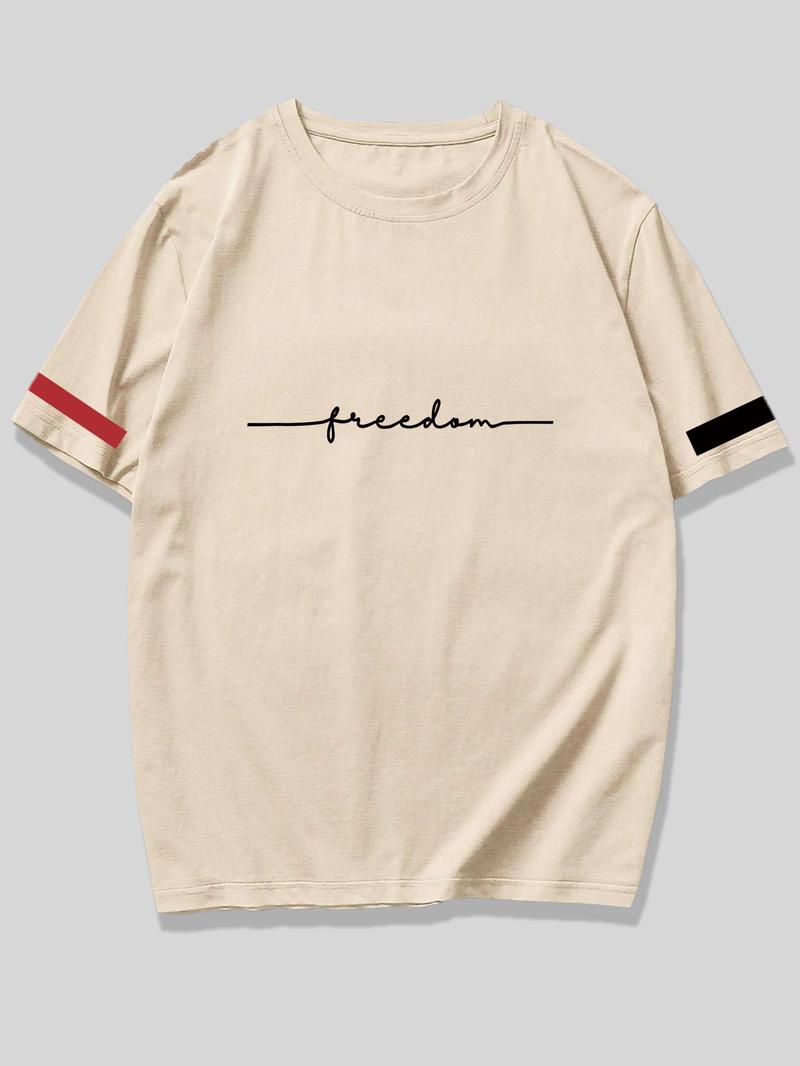 Product Introduction of 【Plus Size】 Men's Letter Print Tee, Regular Fit Casual Short Sleeve Round Neck T-shirt for Summer, Men's Plus Size Clothing for Daily Wear 5
