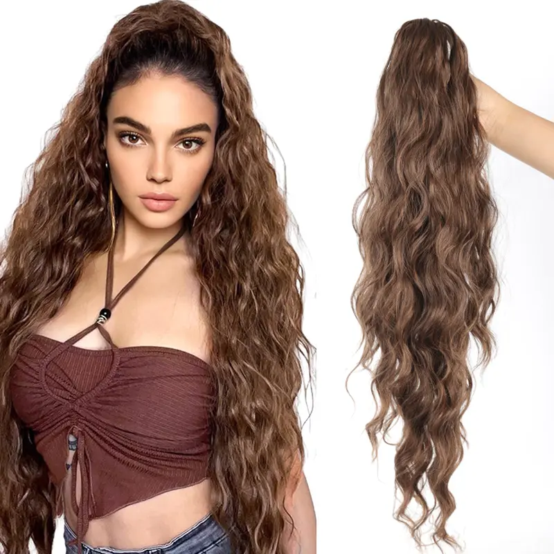 Synthetic Long Curly Wavy Ponytail Extension Drawstring Ponytail