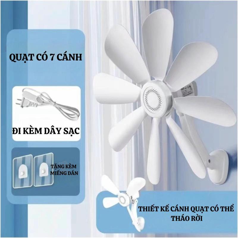 QuạT Treo Tường Mini 7 Cánh Quạt Âm Thanh Nhỏ Chống Ồn Kèm Miếng Dán Fan HH-417 2