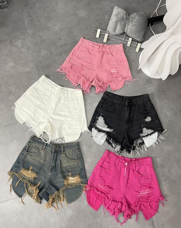 Quần Short Jeans Nữ Tone Màu Trắng Đen Hồng Nhiều Màu Rách Túi Dài (Mẫu Mới) Women Pants