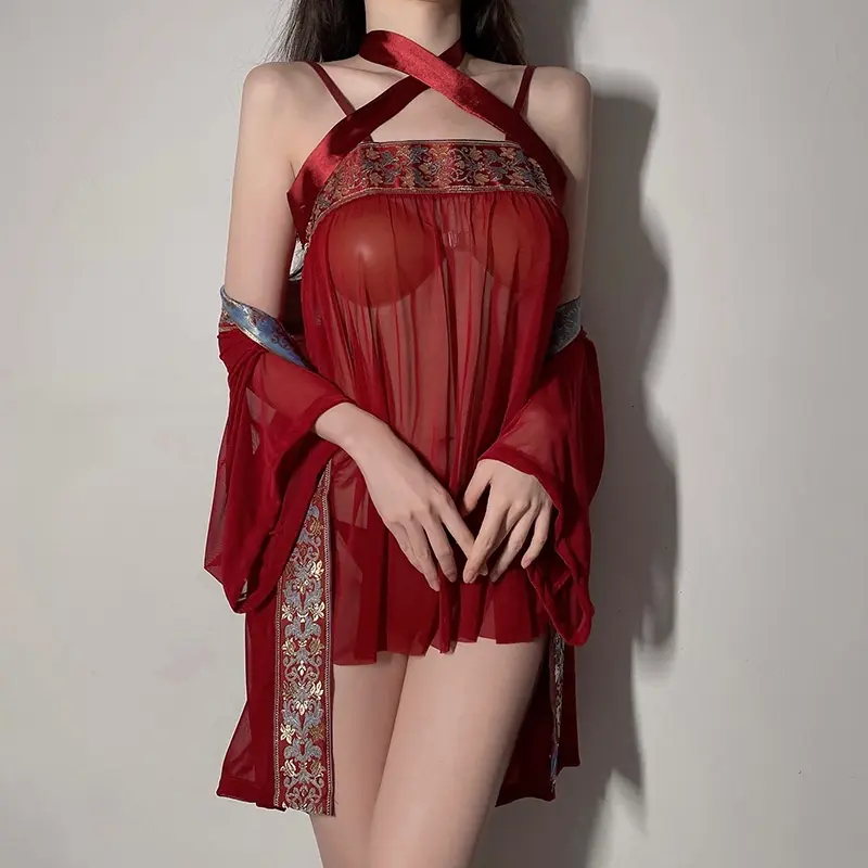 Cosplay cổ trang phong cách Trung Hoa thanh lịch gợi cảm váy ngủ ren mỏng kèm áo choàng quyến rũ BIKI HOUSE WOMEN DRESS N788 3