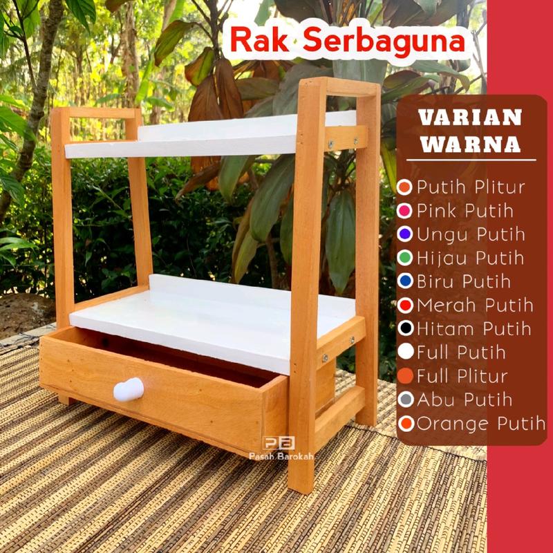 Rak Bumbu Dapur 2 Tingkat variasi Laci WARNA WARNI SERBAGUNA DAN MINIMALIS Dapat disesuaikan Tegak Logam 2 Lapis Kayu 5