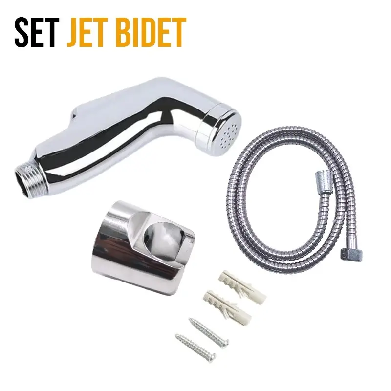 Set Jet Bidet Toilet Shower Cebok Closet Selang + Kepala Shower + Holder Silver 0