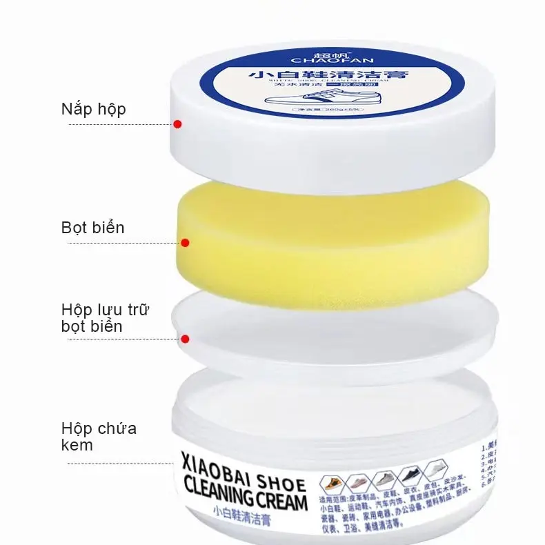 【CL】T Kem Đánh Giày - Sáp Tẩy Trắng Giày - Sáp Vệ Sinh Giày Đa Năng 260g 3