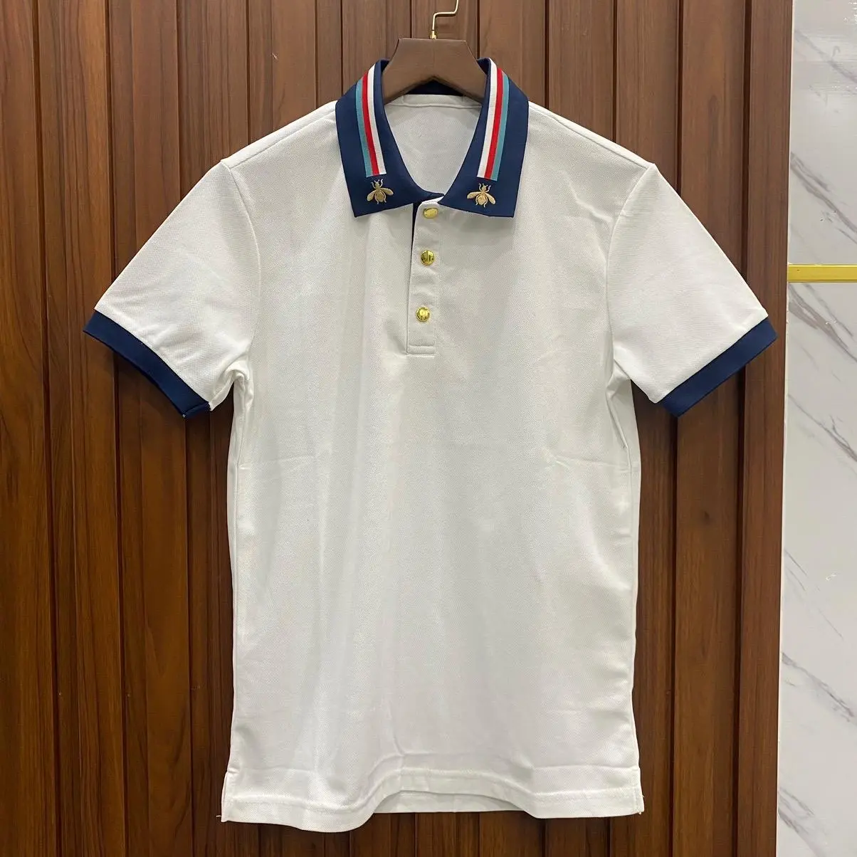 Áo Thun POLO thêu 2 ong cổ . Chất vải mát mịn Nam Menswear Ngắn Tay Nhung Shirt