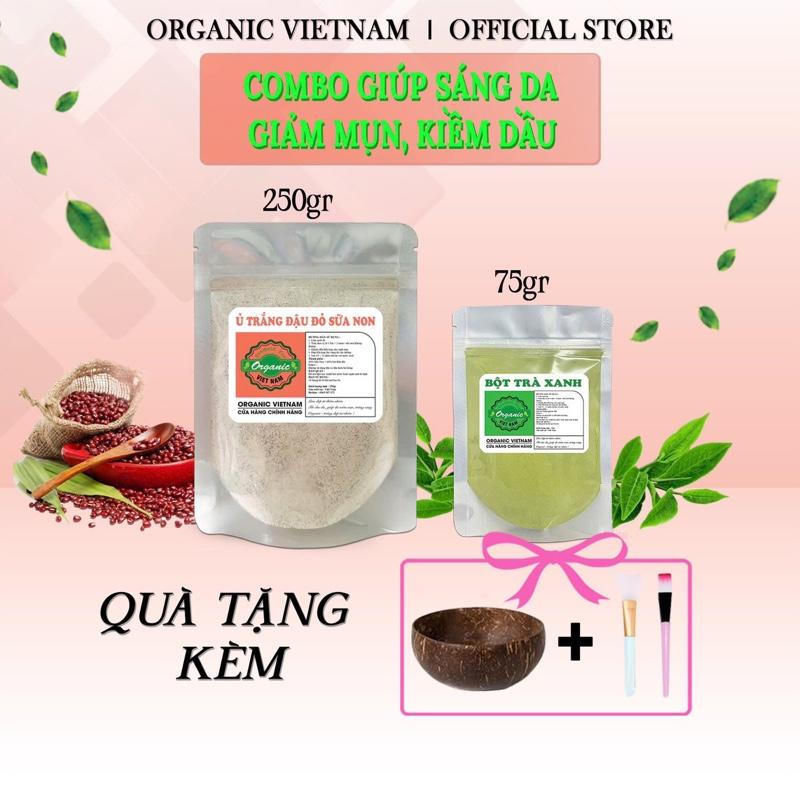 COMBO Ủ TRẮNG ĐẬU ĐỎ SỮA NON (250gr) và TRÀ XANH (75gr), KÈM QUÀ TẶNG. Giúp dưỡng da body từ organic. Làm Đẹp Da Women ttbc body bột cam mặt nạ