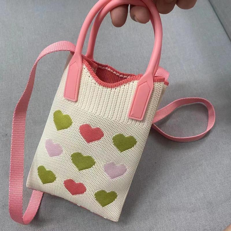 Trendy Mini Phone Pouch in Knit Chessboard Design for Hand or Shoulder 3